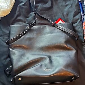 Valentino Garavani Black Leather Tote Bag